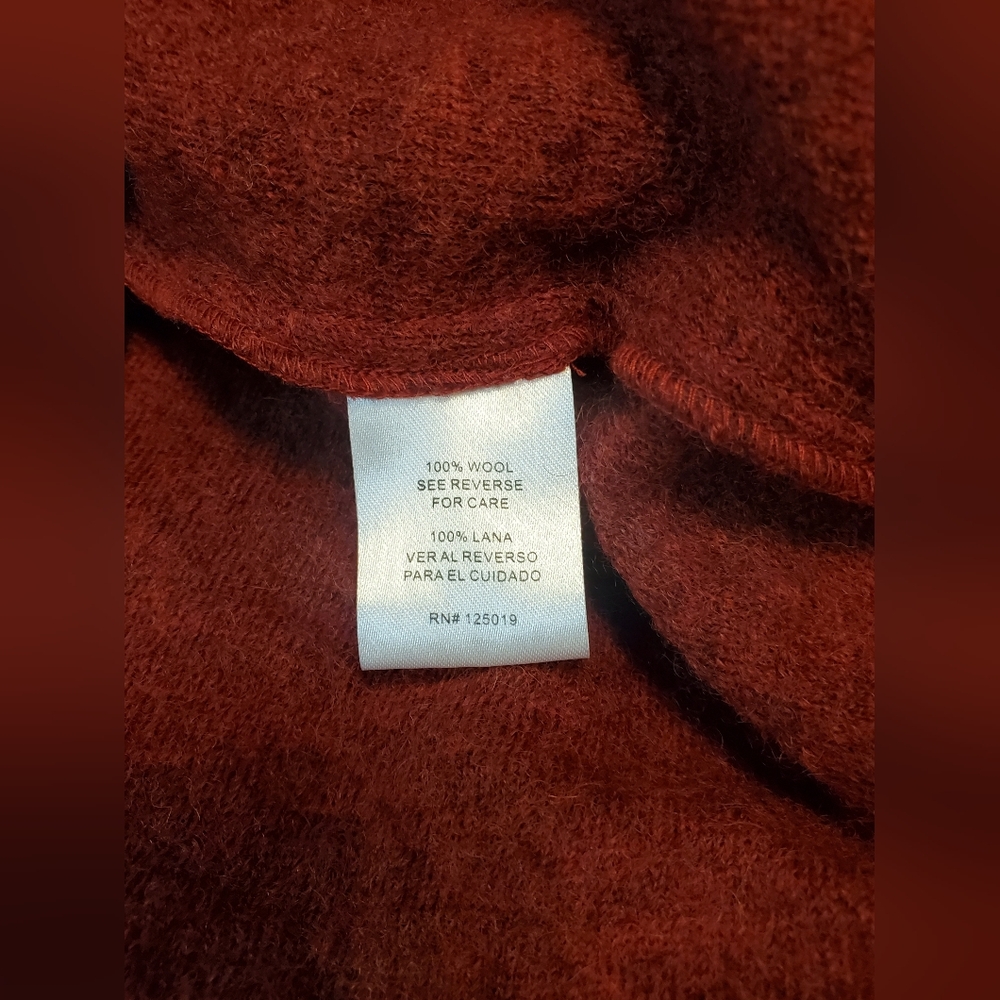 JOSEPH A Rust Orange 100% Wool Ruffle Hem Jacket Size L - Picture 7 of 8